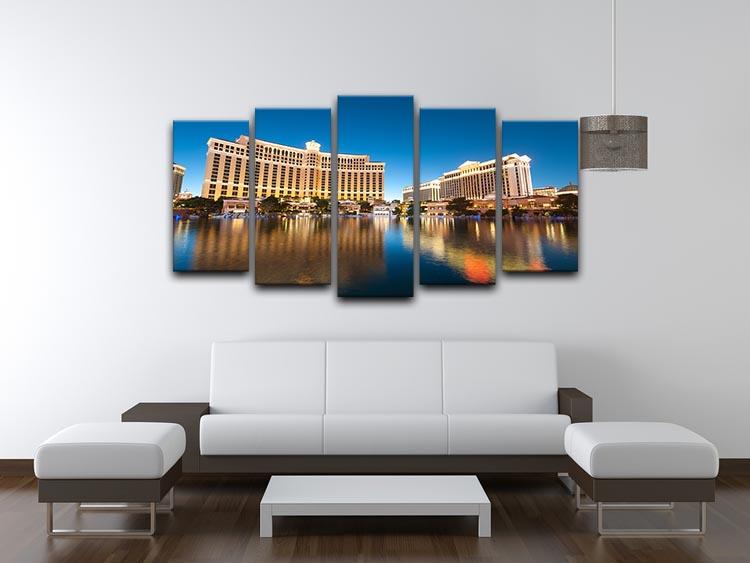 Bellagio Hotel Casino during sunset 5 Split Panel Canvas  - Canvas Art Rocks - 3