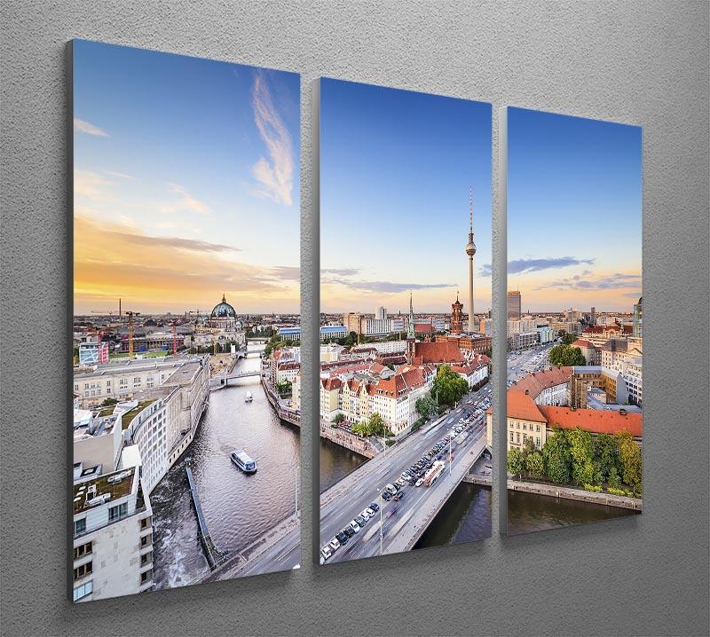 Berlin skyline on the Spree River 3 Split Panel Canvas Print - Canvas Art Rocks - 2