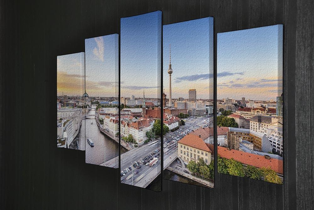 Berlin skyline on the Spree River 5 Split Panel Canvas  - Canvas Art Rocks - 2