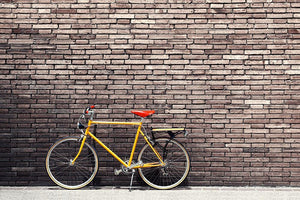 Bicycle on roadside with vintage brick Wall Mural Wallpaper - Canvas Art Rocks - 1