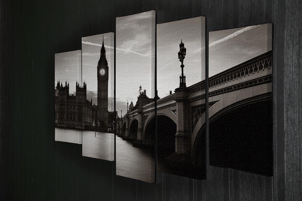 Big Ben and House of Parliament dusk panorama 5 Split Panel Canvas  - Canvas Art Rocks - 2