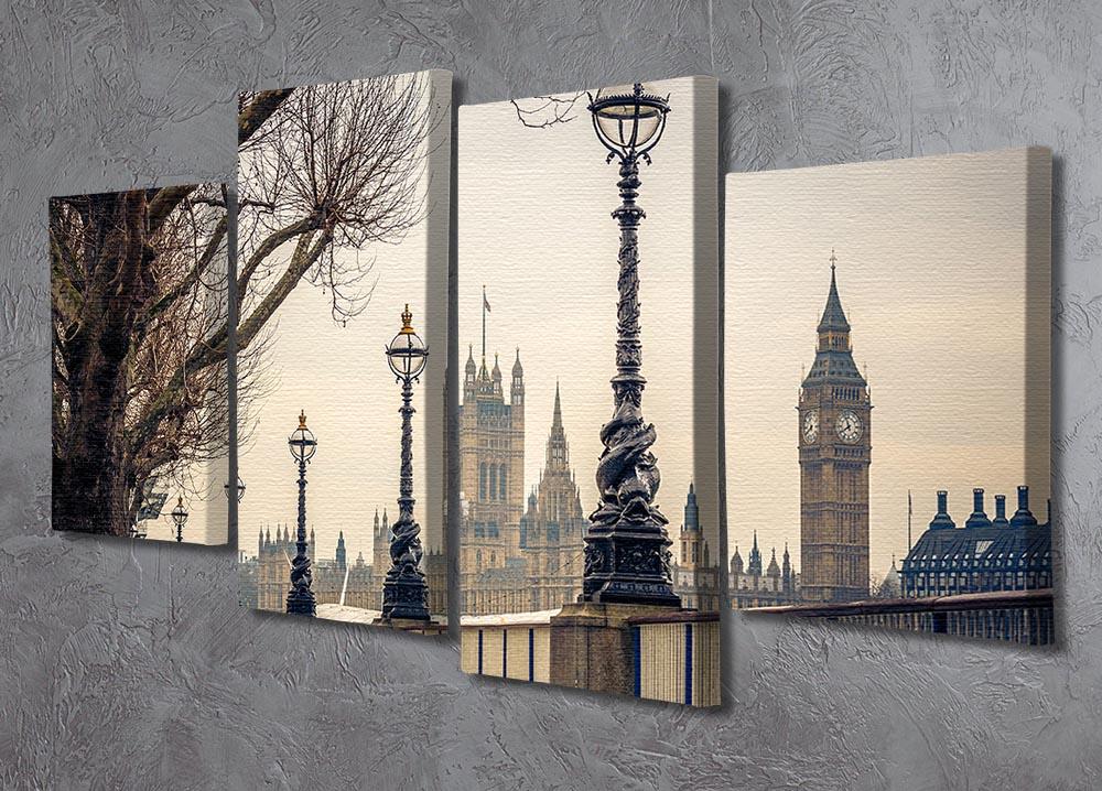 Big Ben and Houses of parliament 4 Split Panel Canvas  - Canvas Art Rocks - 2