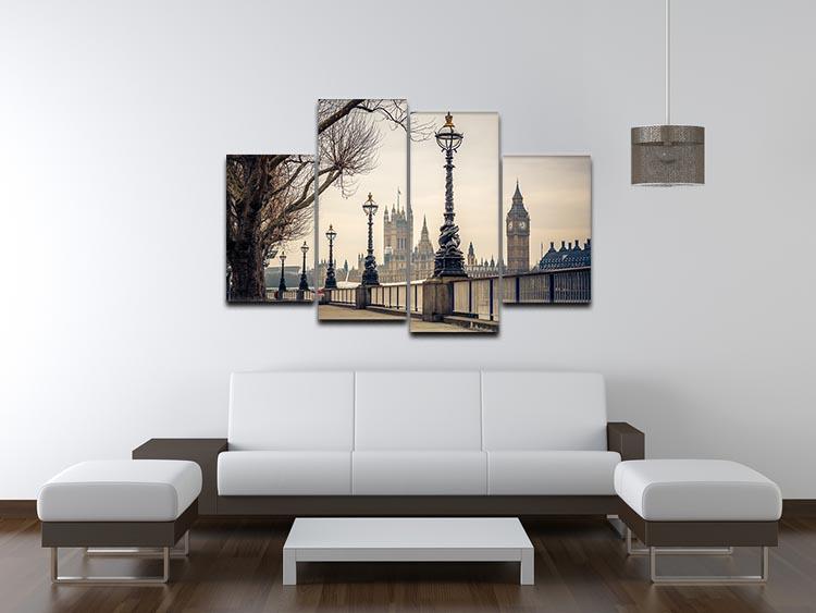 Big Ben and Houses of parliament 4 Split Panel Canvas  - Canvas Art Rocks - 3