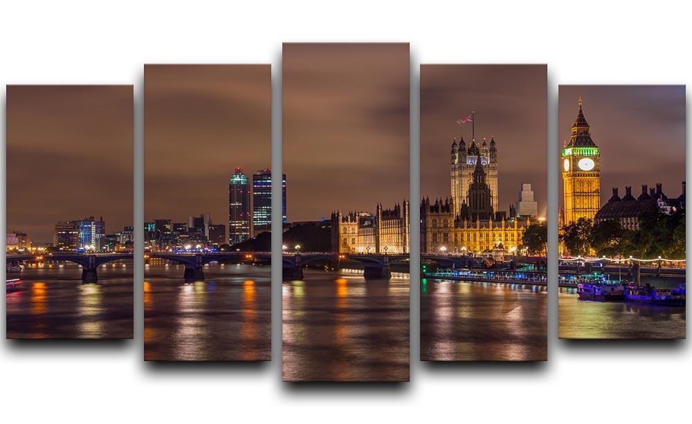 Big Ben and Westminster Bridge 5 Split Panel Canvas  - Canvas Art Rocks - 1