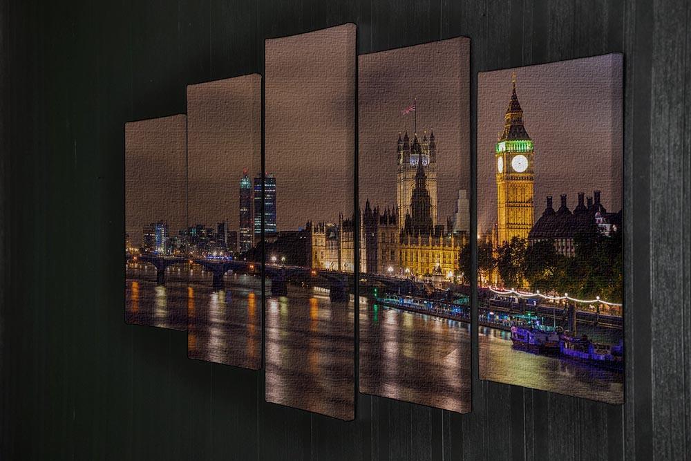 Big Ben and Westminster Bridge 5 Split Panel Canvas  - Canvas Art Rocks - 2