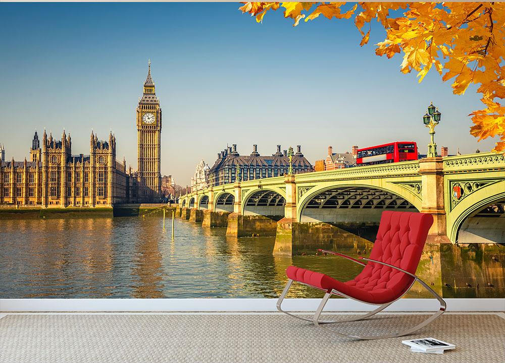 Big Ben and westminster bridge in London Wall Mural Wallpaper - Canvas Art Rocks - 2
