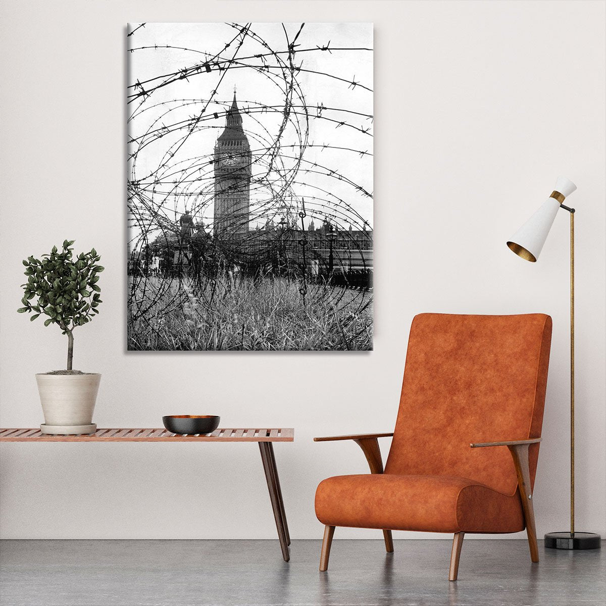 Big Ben through barbed wire Canvas Print or Poster