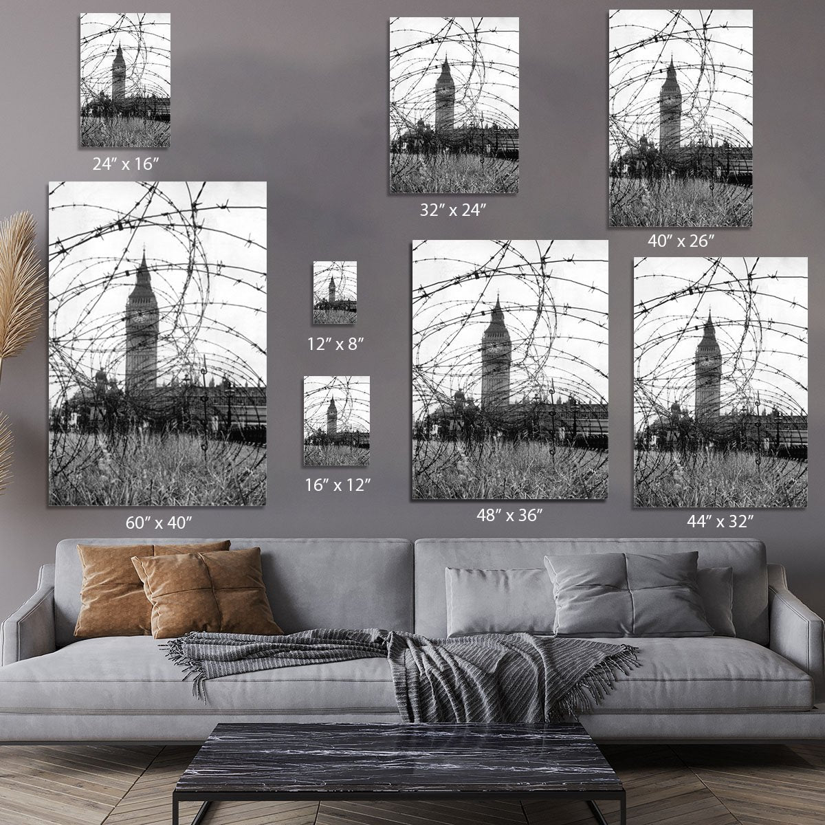 Big Ben through barbed wire Canvas Print or Poster