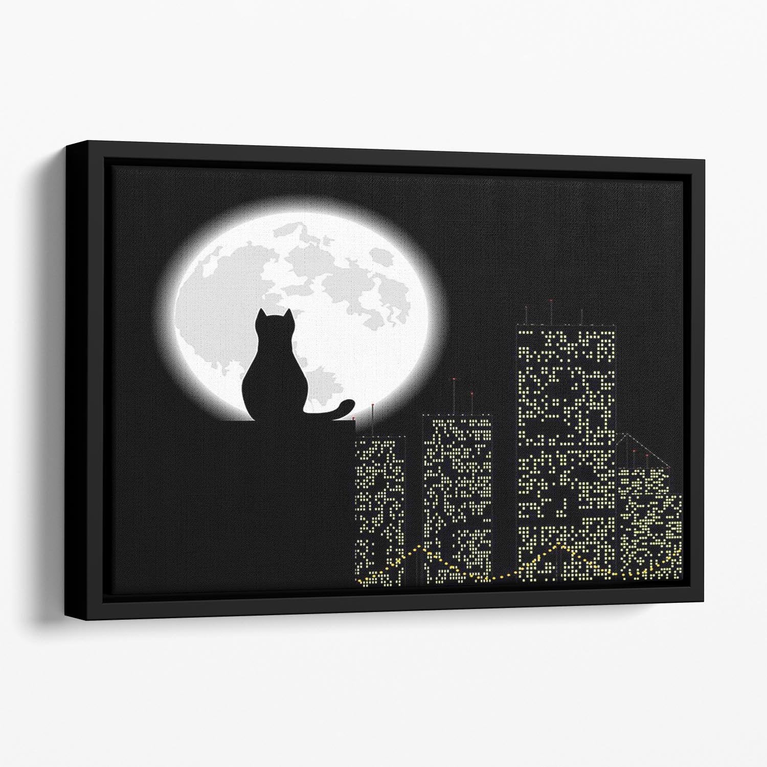 Big city ang cat Floating Framed Canvas - Canvas Art Rocks - 1