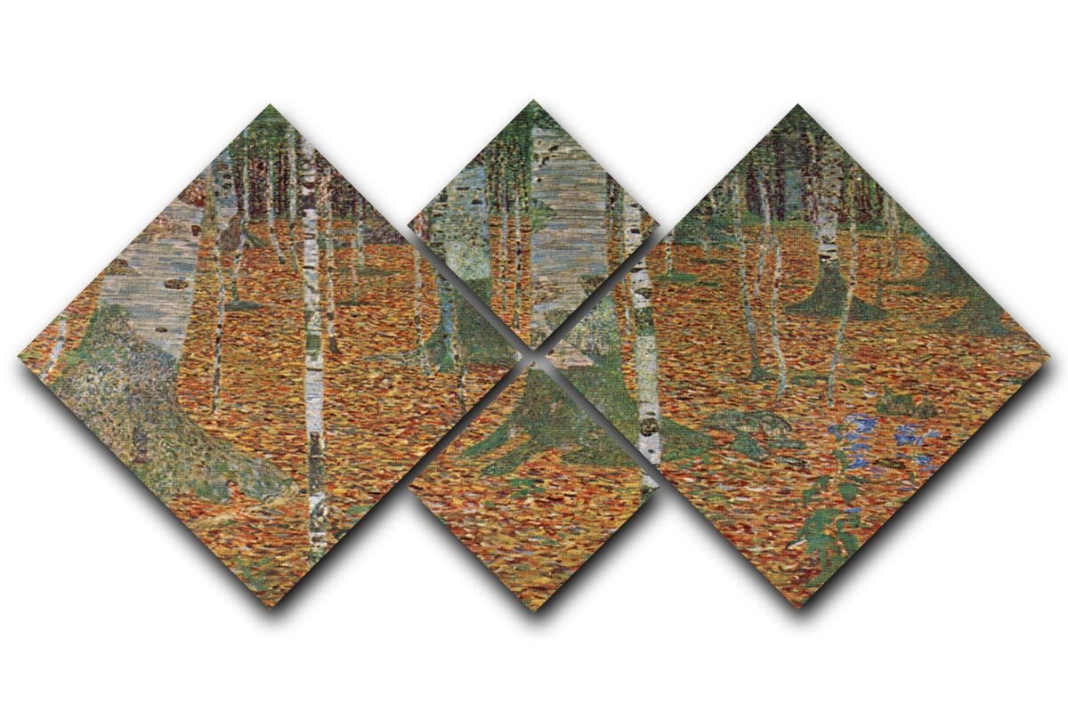 Birch Forest by Klimt 4 Square Multi Panel Canvas  - Canvas Art Rocks - 1