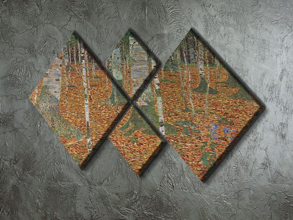 Birch Forest by Klimt 4 Square Multi Panel Canvas - Canvas Art Rocks - 2
