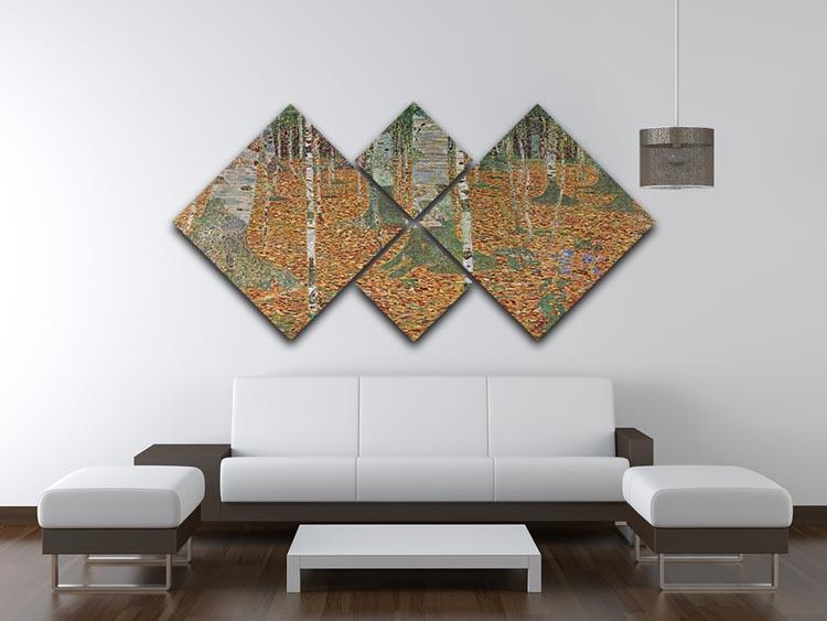 Birch Forest by Klimt 4 Square Multi Panel Canvas - Canvas Art Rocks - 3