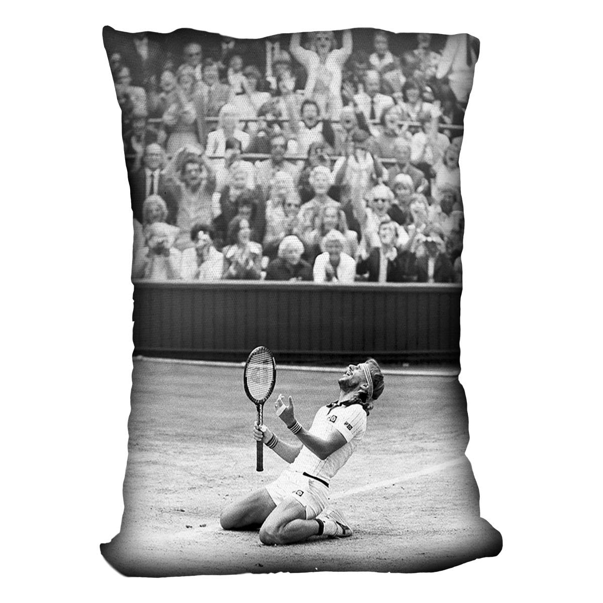 Bjorn Borg celebrates at Wimbledon Cushion