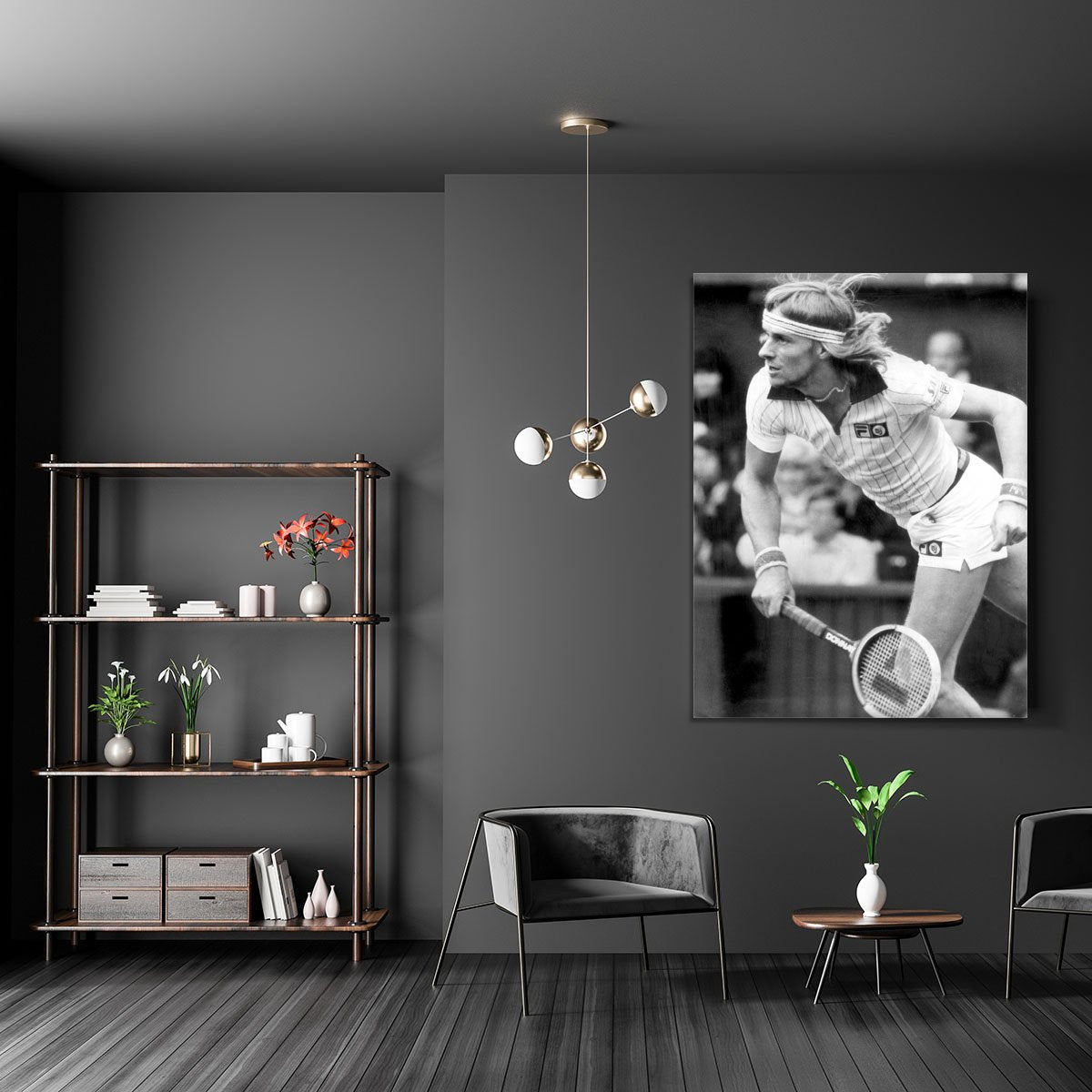 Bjorn Borg in action at Wimbledon Canvas Print or Poster
