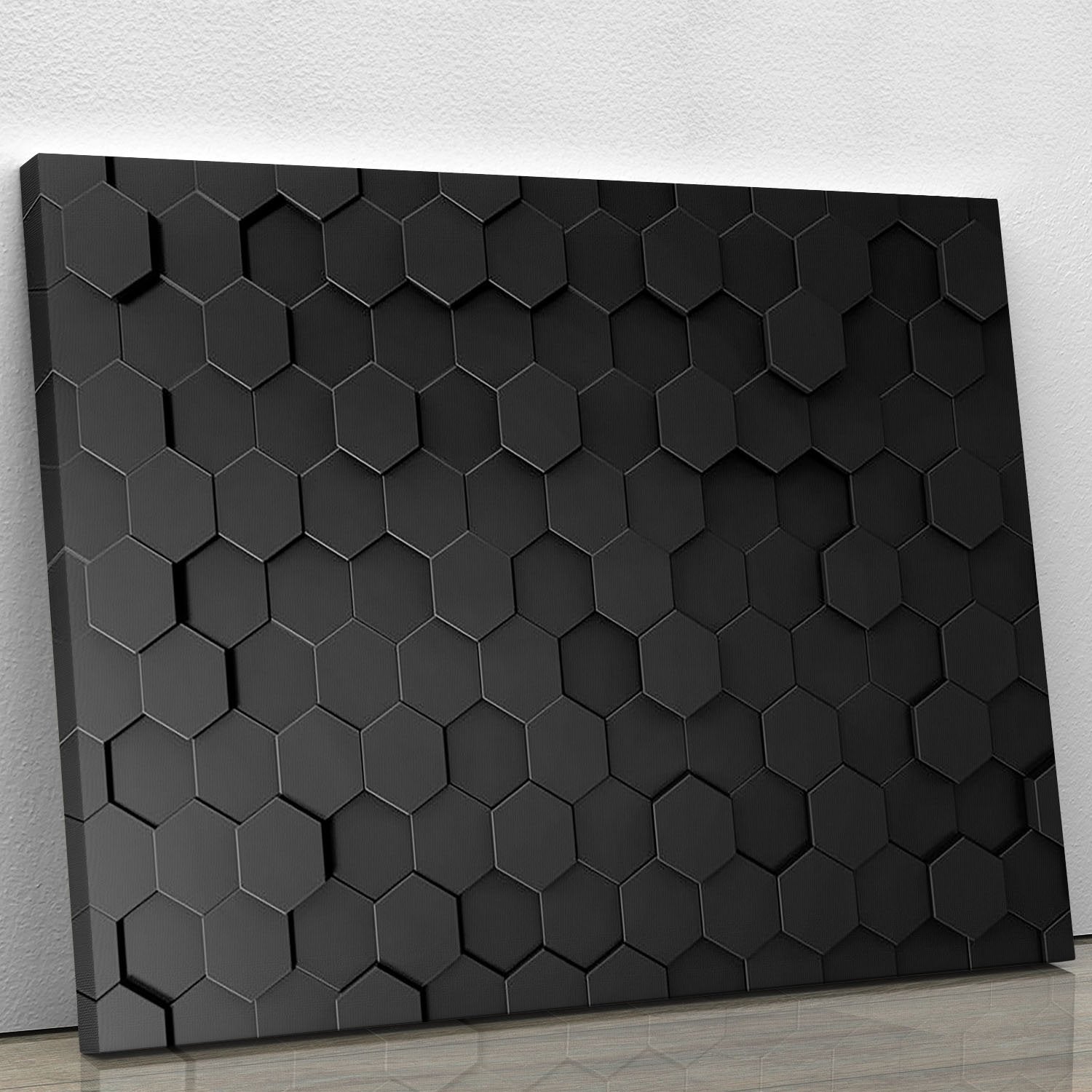 Black Hexagon Pattern Canvas Print or Poster