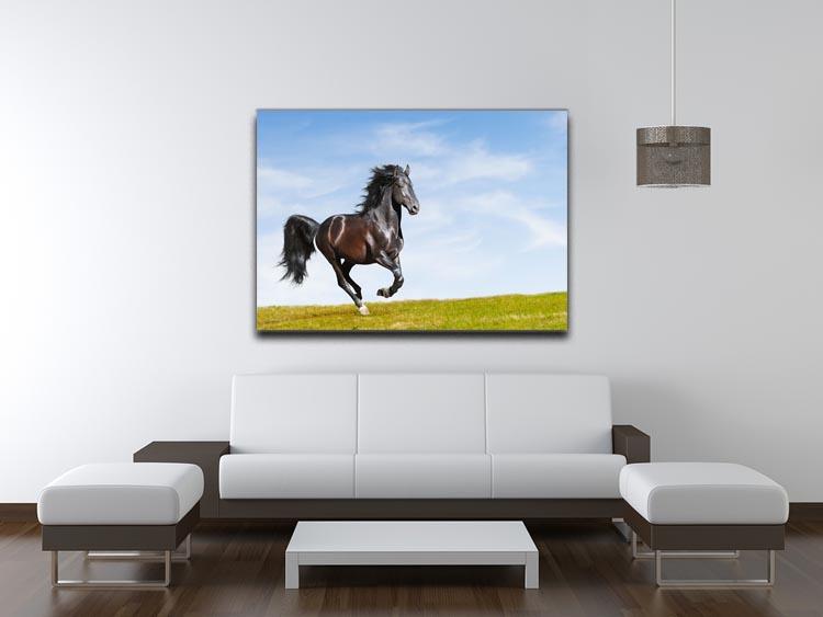 Black Kladruby horse rung gallop Canvas Print or Poster - Canvas Art Rocks - 4