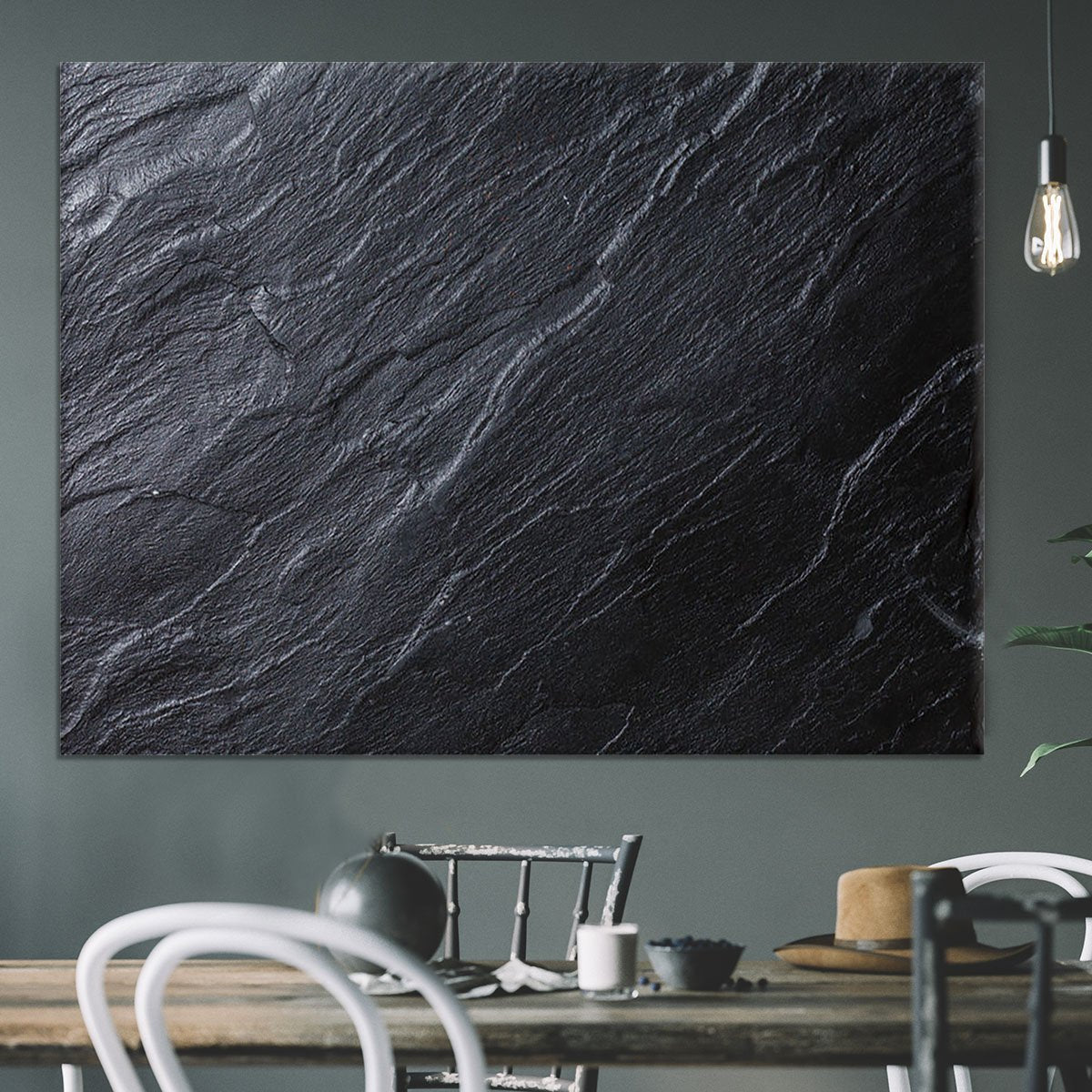 Black Textured Stone Canvas Print or Poster