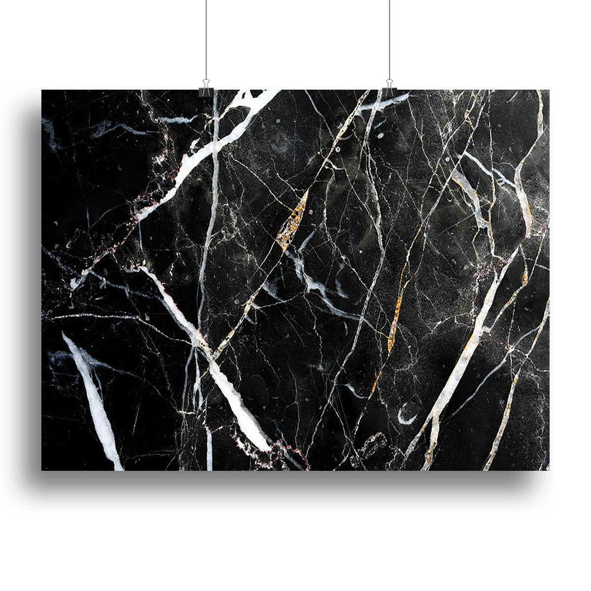 Black White and Gold Cracked Marble Canvas Print or Poster