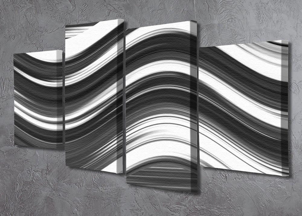 Black and White Wave 4 Split Panel Canvas - Canvas Art Rocks - 2