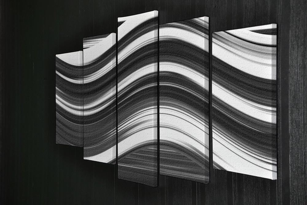 Black and White Wave 5 Split Panel Canvas - Canvas Art Rocks - 2