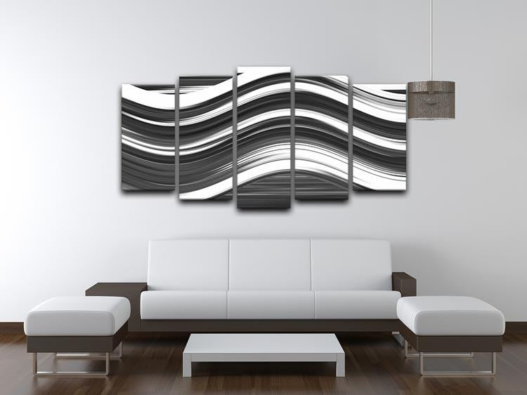 Black and White Wave 5 Split Panel Canvas - Canvas Art Rocks - 3