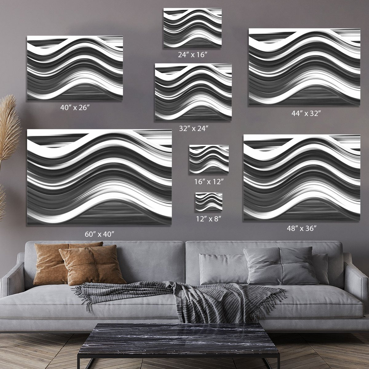 Black and White Wave Canvas Print or Poster