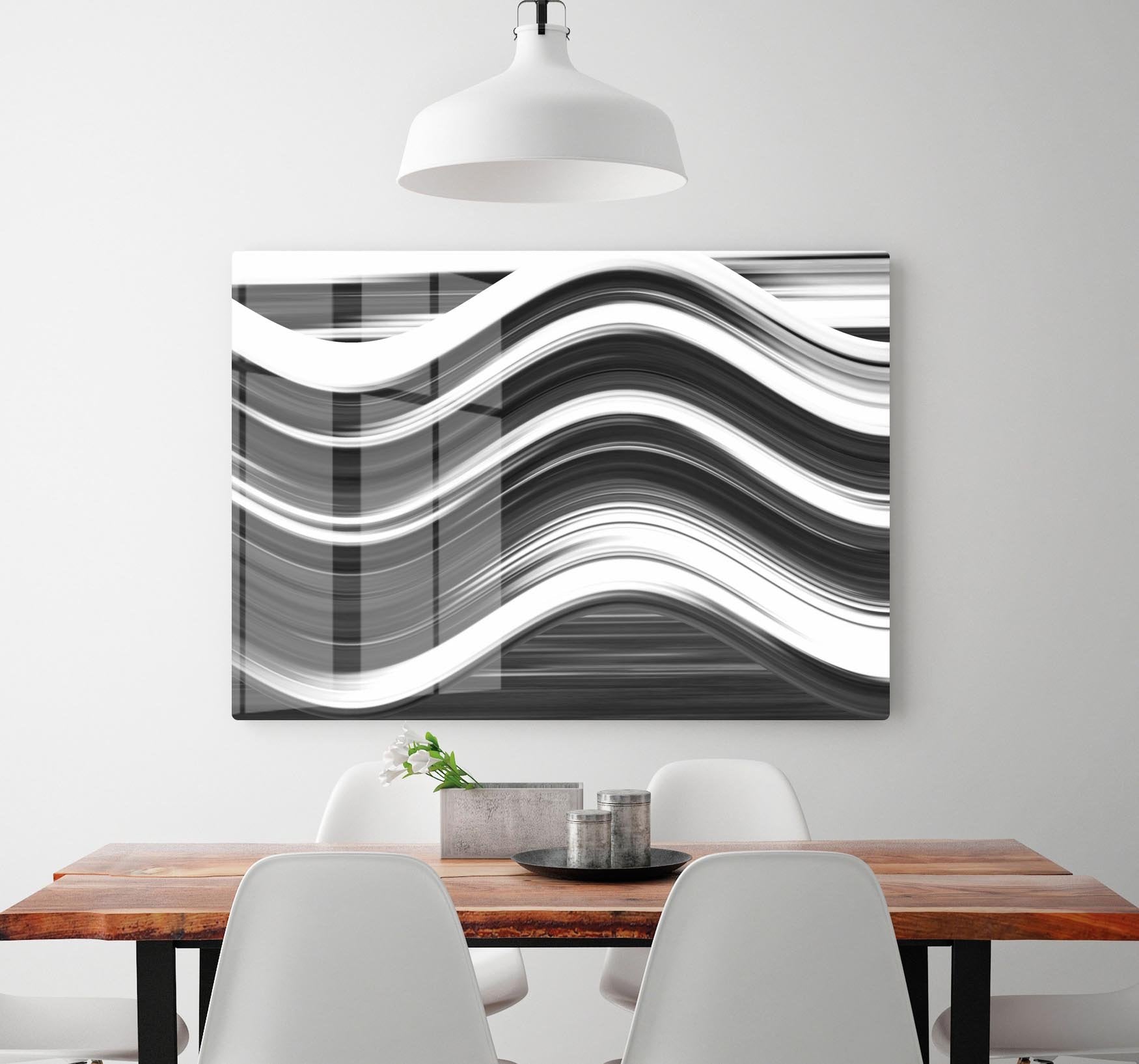 Black and White Wave HD Metal Print - Canvas Art Rocks - 2