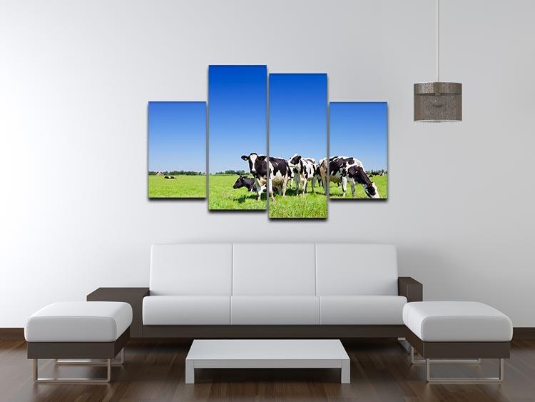 Black and white cows 4 Split Panel Canvas - Canvas Art Rocks - 3