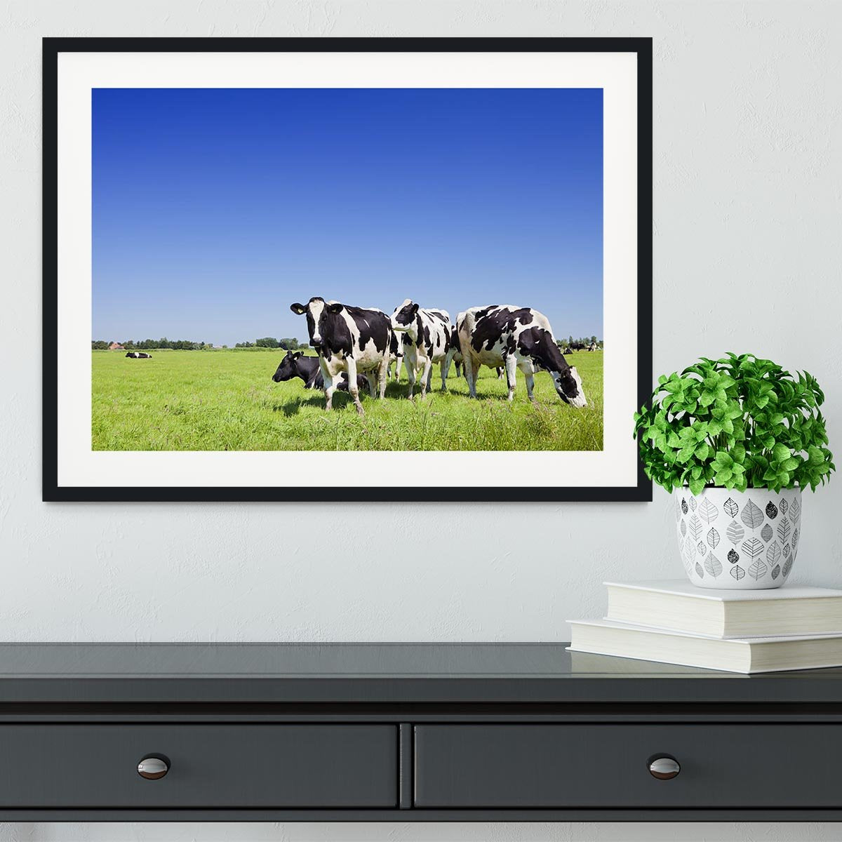 Black and white cows Framed Print - Canvas Art Rocks - 1
