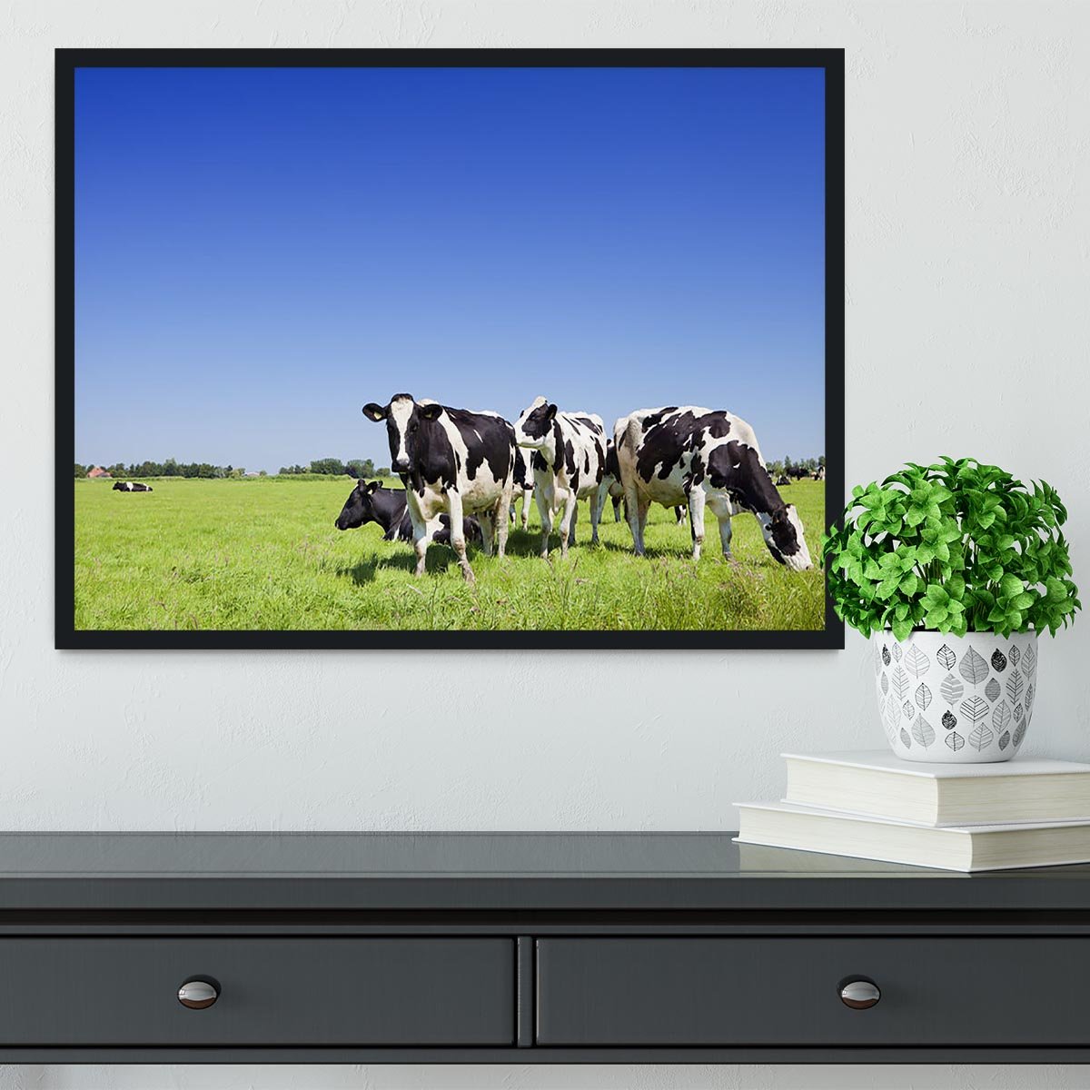 Black and white cows Framed Print - Canvas Art Rocks - 2