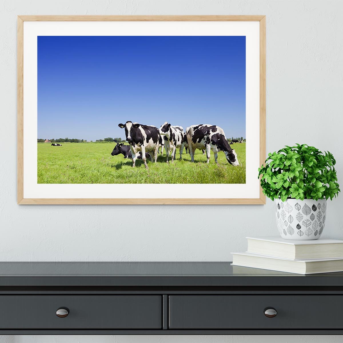 Black and white cows Framed Print - Canvas Art Rocks - 3