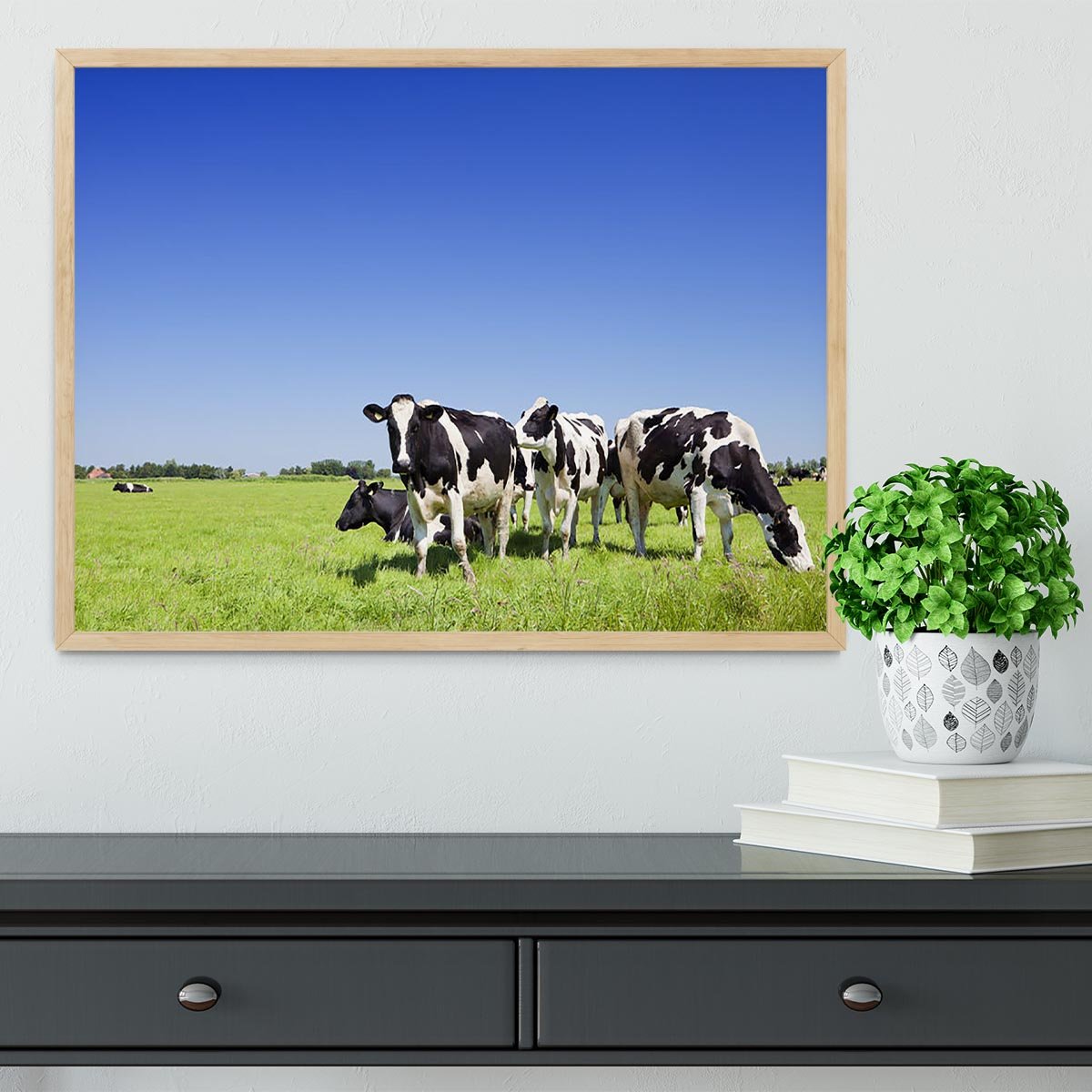 Black and white cows Framed Print - Canvas Art Rocks - 4