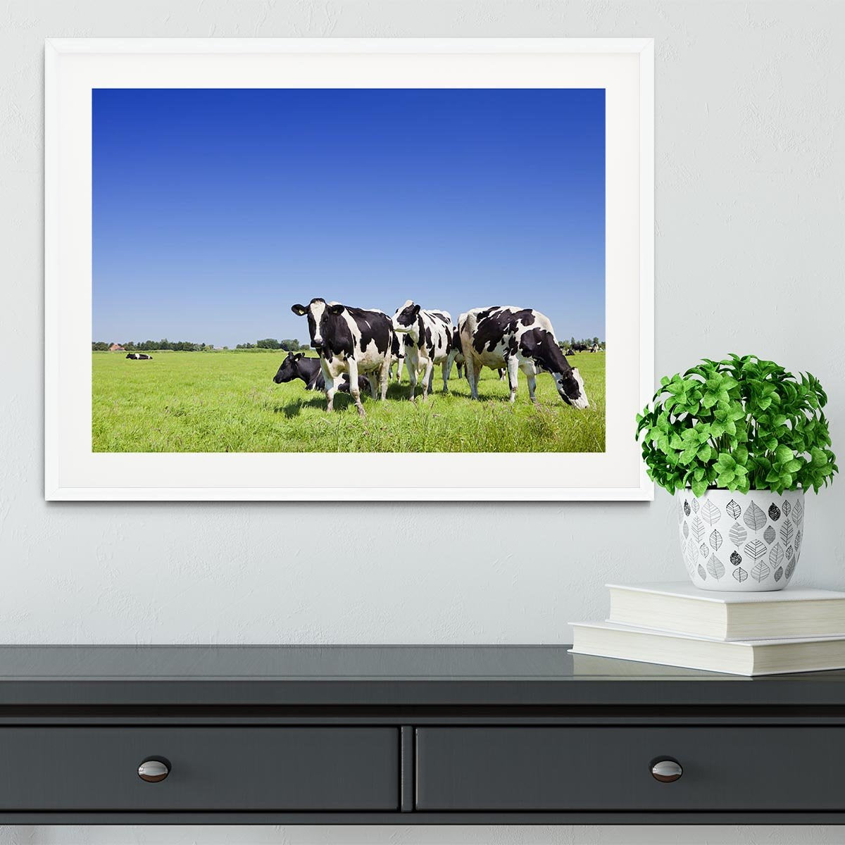Black and white cows Framed Print - Canvas Art Rocks - 5