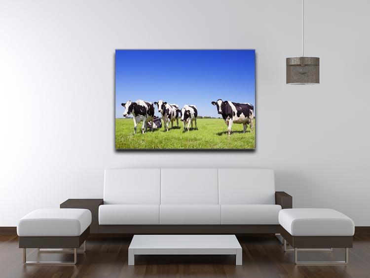 Black and white cows in a grassy field Canvas Print or Poster - Canvas Art Rocks - 4