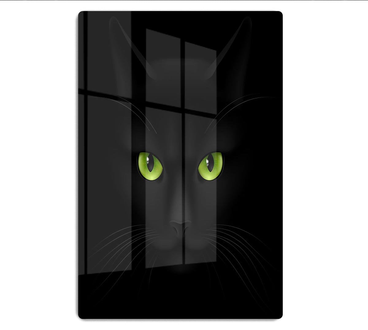 Black cat with green eyes HD Metal Print - Canvas Art Rocks - 1