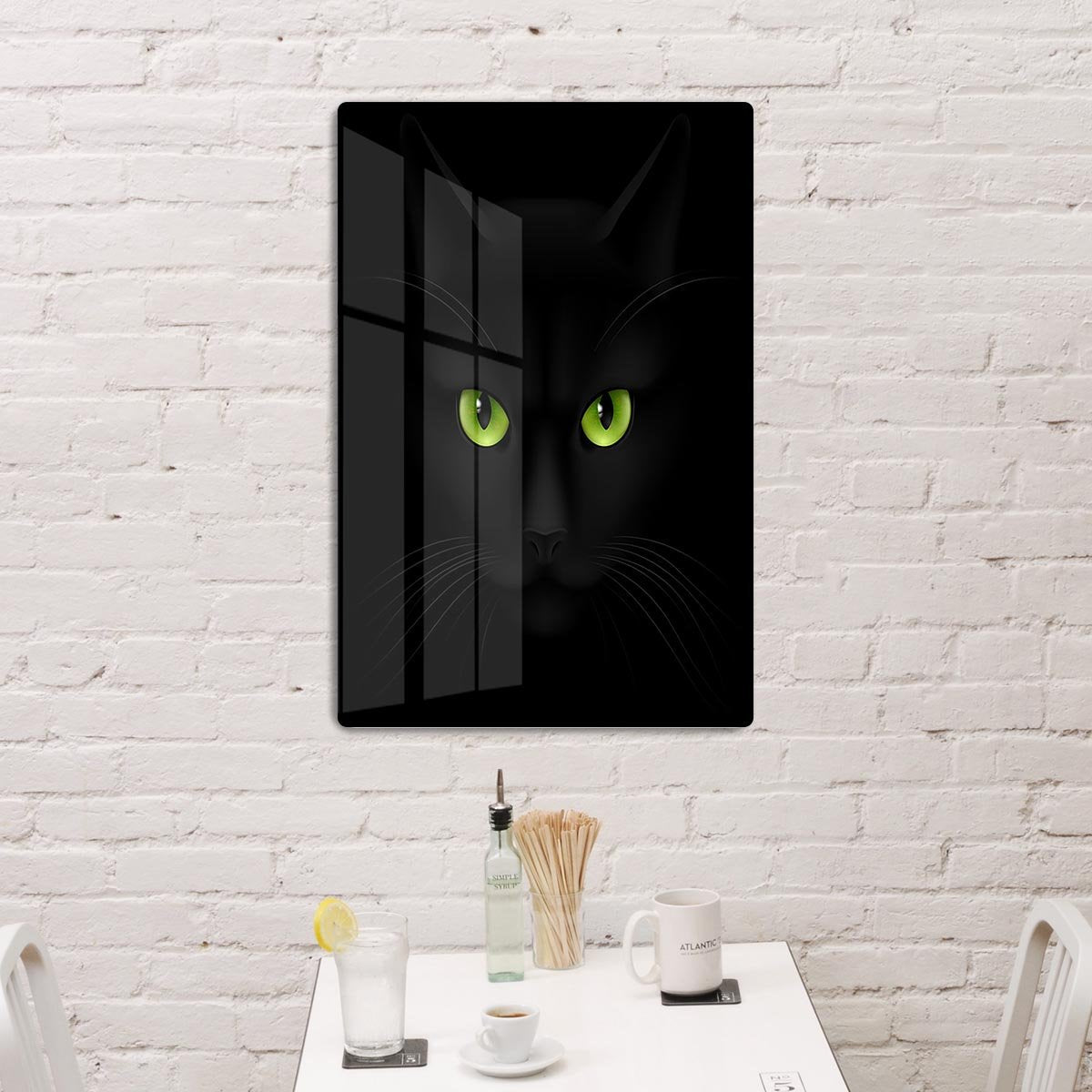 Black cat with green eyes HD Metal Print - Canvas Art Rocks - 3