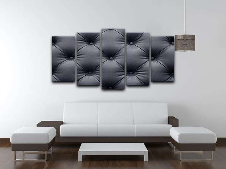 Black leather sofa texture 5 Split Panel Canvas - Canvas Art Rocks - 3