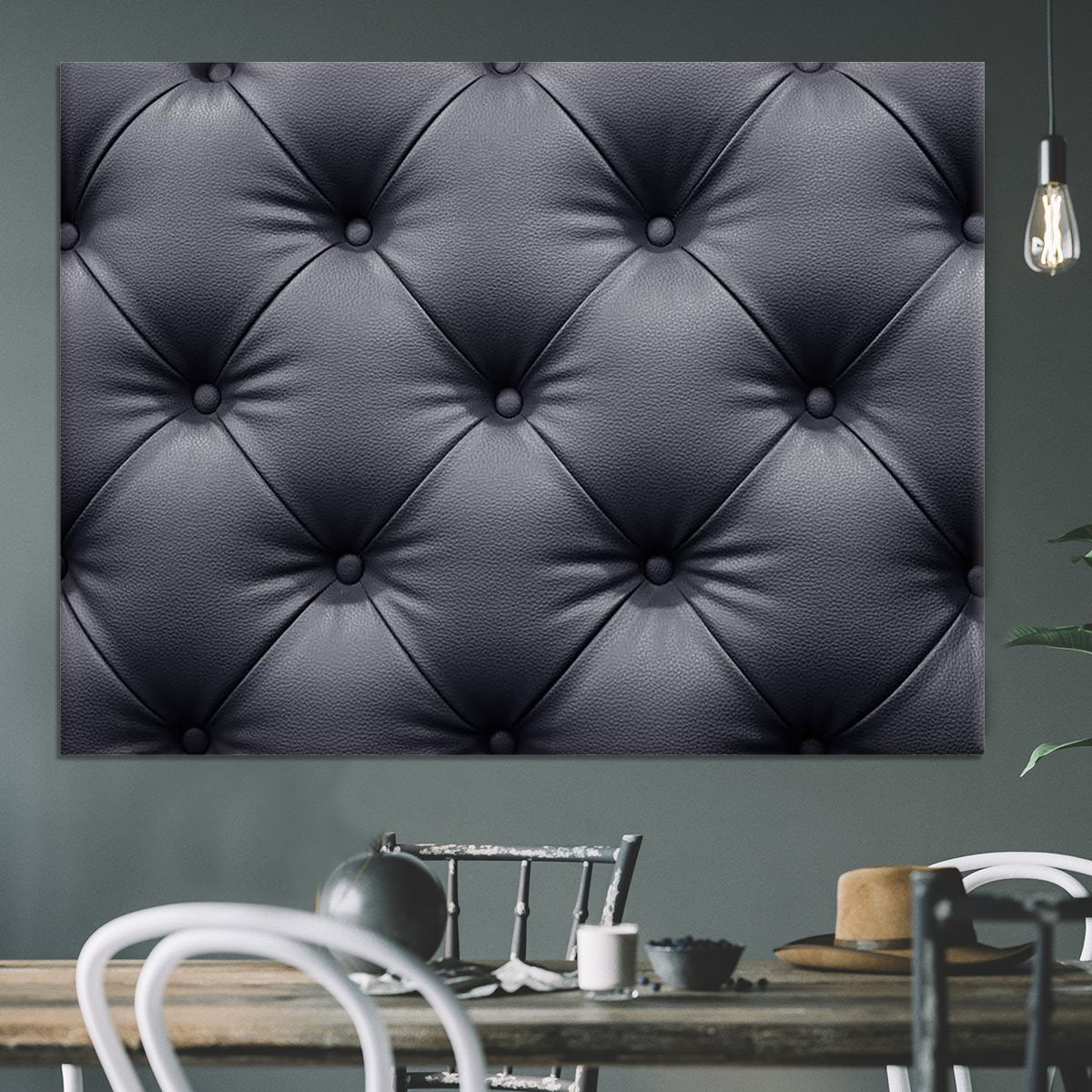 Black leather sofa texture Canvas Print or Poster