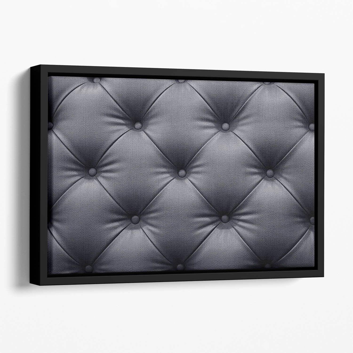 Black leather sofa texture Floating Framed Canvas