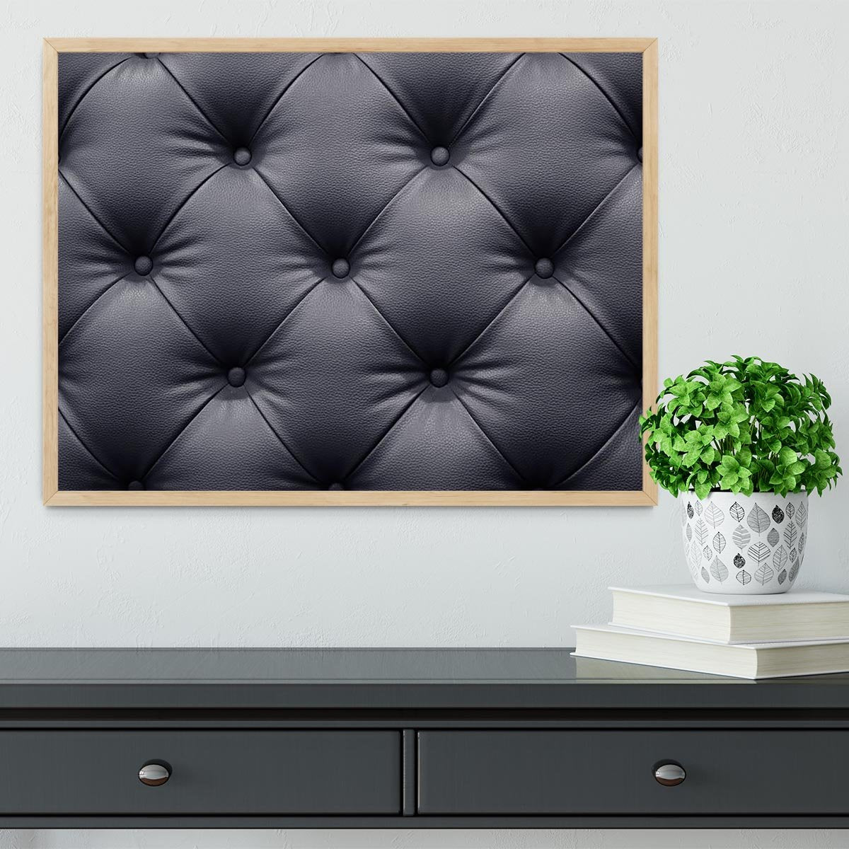 Black leather sofa texture Framed Print - Canvas Art Rocks - 4