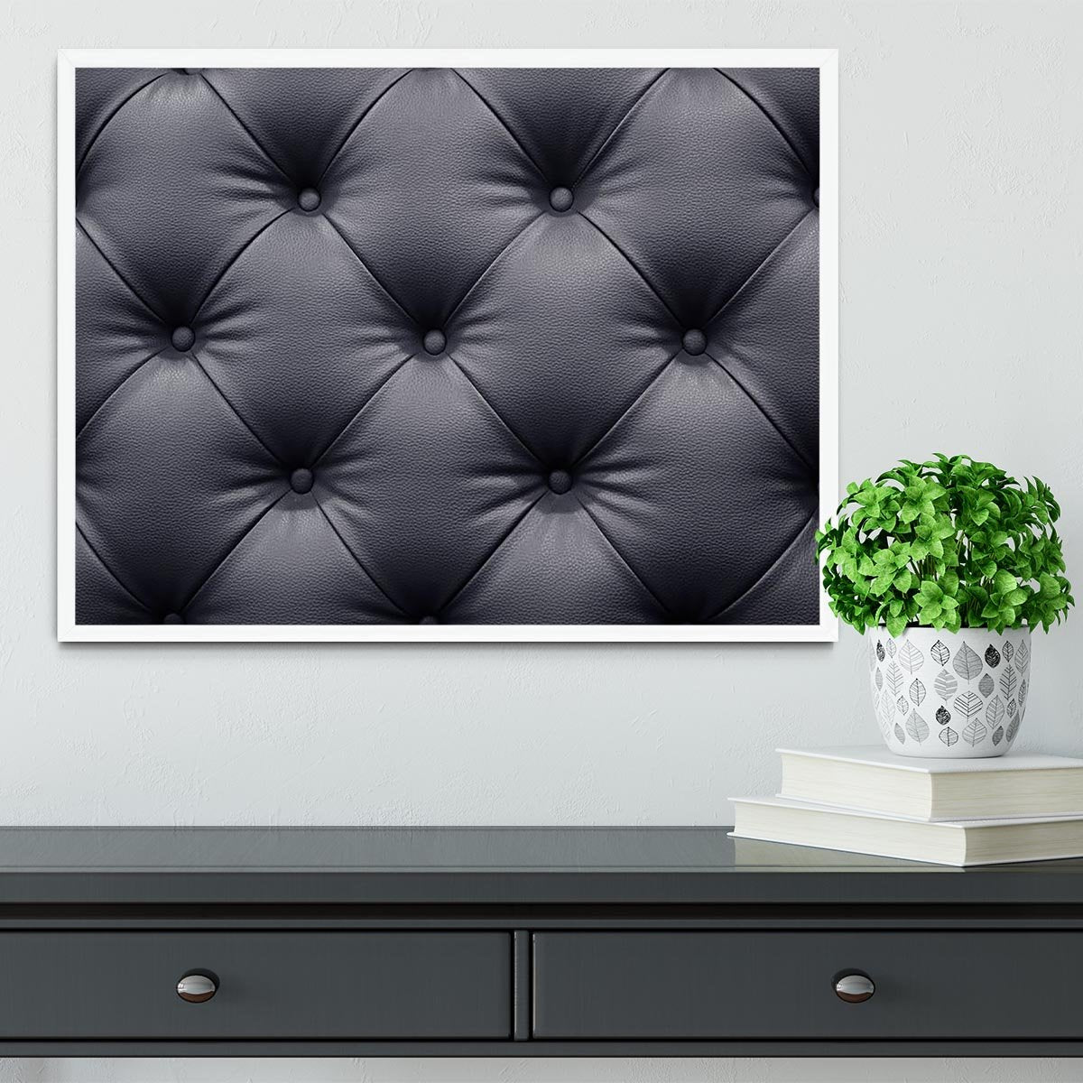 Black leather sofa texture Framed Print - Canvas Art Rocks -6