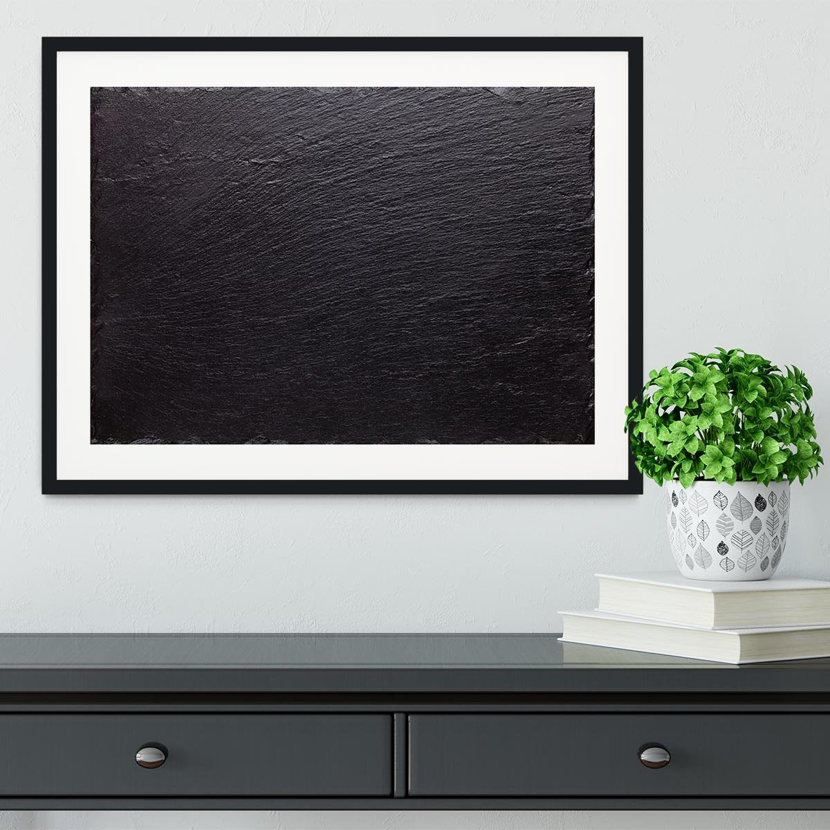 Black slate stone Framed Print - Canvas Art Rocks - 1
