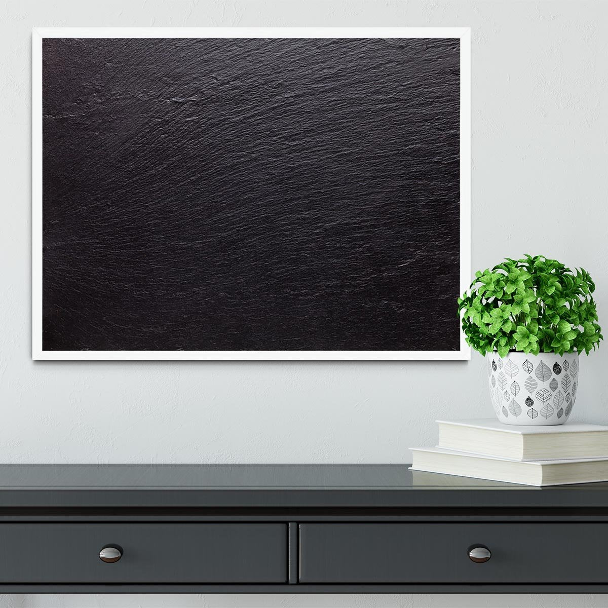 Black slate stone Framed Print - Canvas Art Rocks -6
