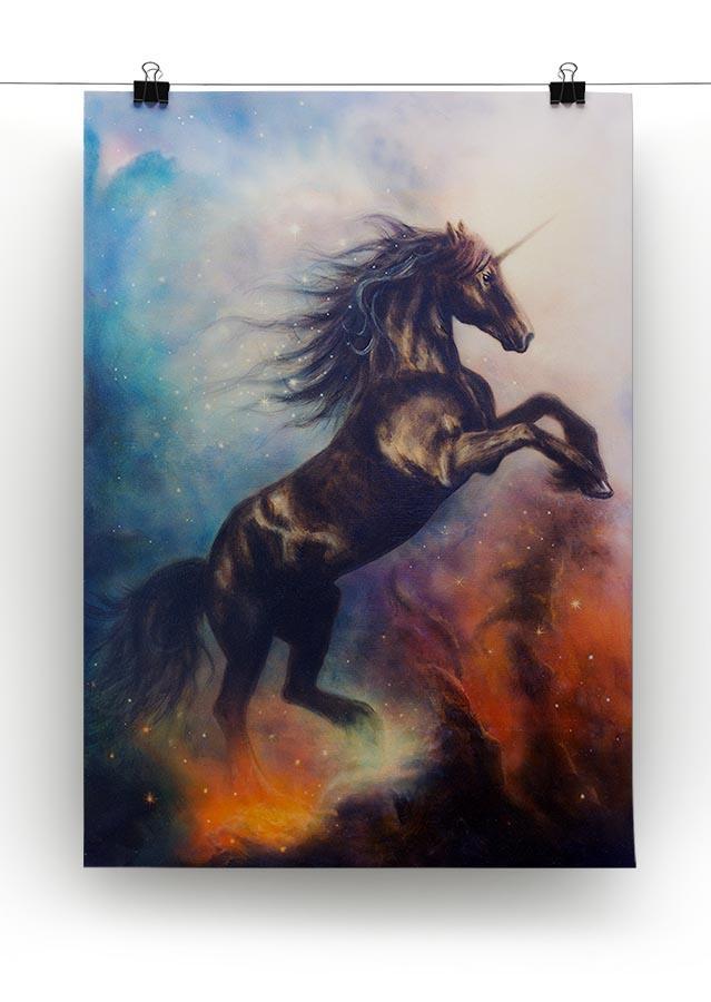 Black unicorn dancing in space Canvas Print or Poster - Canvas Art Rocks - 2