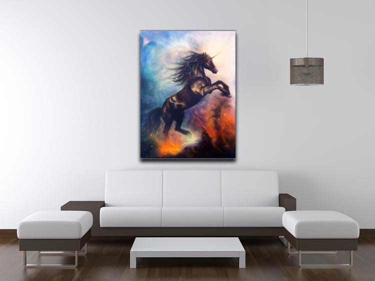 Black unicorn dancing in space Canvas Print or Poster - Canvas Art Rocks - 4