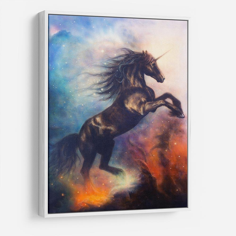 Black unicorn dancing in space HD Metal Print