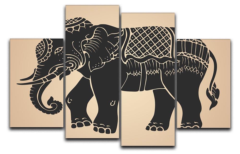 Black war elephant 4 Split Panel Canvas - Canvas Art Rocks - 1