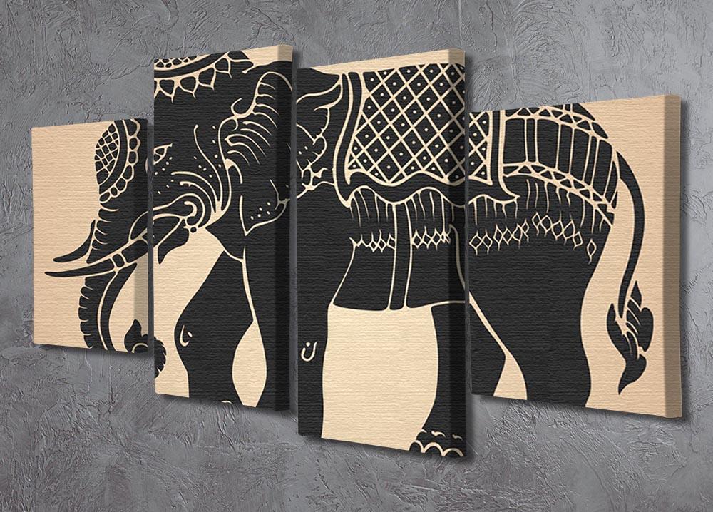 Black war elephant 4 Split Panel Canvas - Canvas Art Rocks - 2