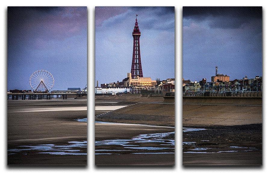 Blackpool Tower 3 Split Panel Canvas Print - Canvas Art Rocks - 1