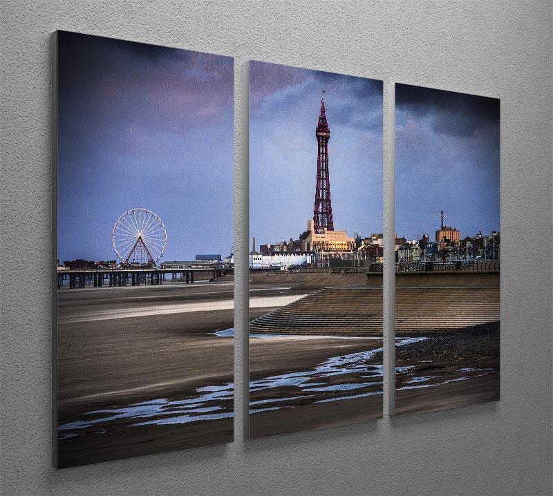 Blackpool Tower 3 Split Panel Canvas Print - Canvas Art Rocks - 2